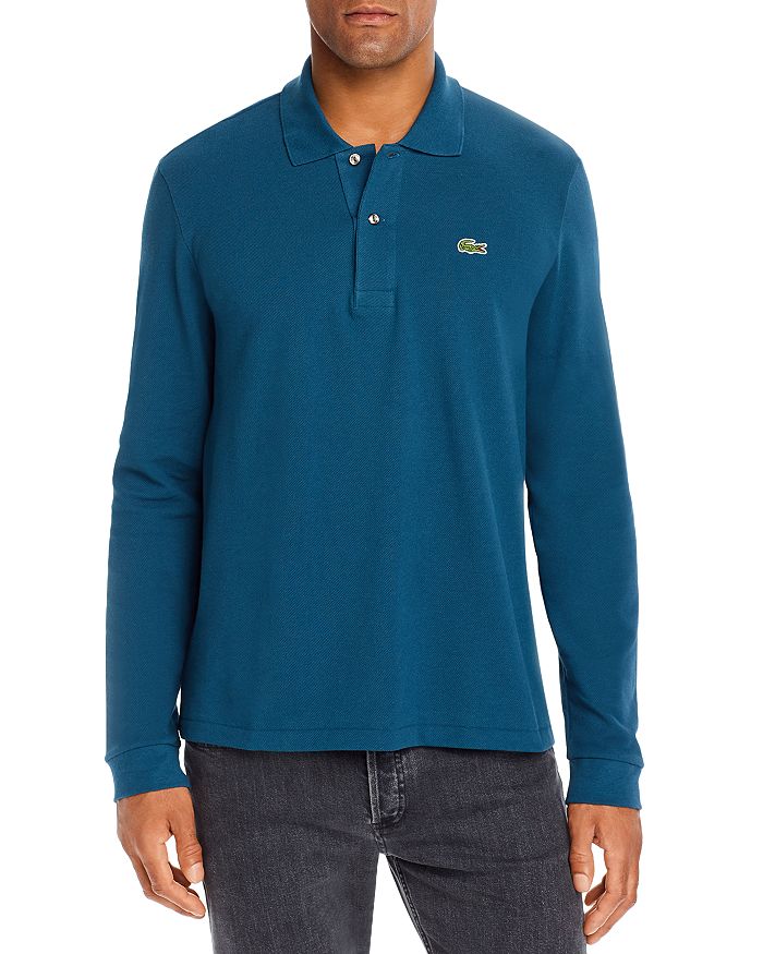 Lacoste Long Sleeve Polo Shirt In Wheel Blue