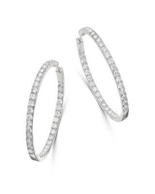 Bloomingdale's Fine Collection - Diamond Inside Out Hoop Earrings in 14K White Gold, 2.90 tcw
