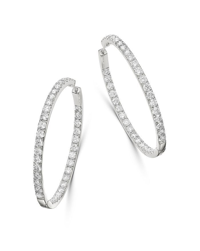 Bloomingdale's Diamond Inside Out Hoop Earrings In 14k White Gold, 2.90 Ct. T.w. - 100% Exclusive