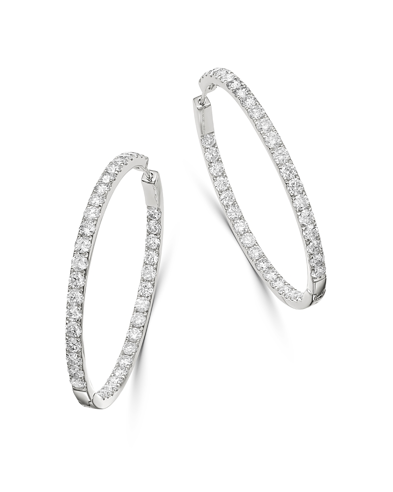 Bloomingdale's Diamond Inside Out Hoop Earrings In 14k White Gold, 2.90 Ct. T. W. - Exclusive