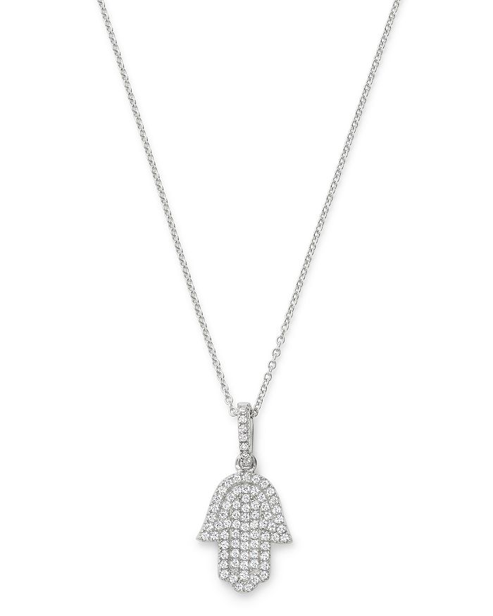 Bloomingdale's - Pav&eacute; Diamond Hamsa Pendant Necklace in 14K White Gold, 0.30 ct. t.w. - 100% Exclusive