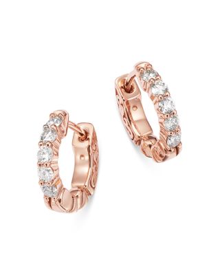 Bloomingdale's Fine Collection - Diamond Huggie Hoop Earrings in 14K Rose Gold, 0.50 tcw