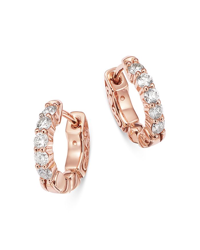 Bloomingdale's Diamond Huggie Hoop Earrings In 14k Rose Gold, 0.50 Ct. T.w. - 100% Exclusive In White/rose Gold