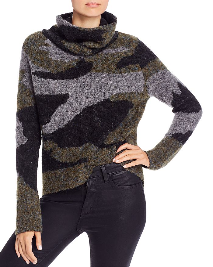 Aqua High/low Camouflage Turtleneck Sweater - 100% Exclusive In Camo 1