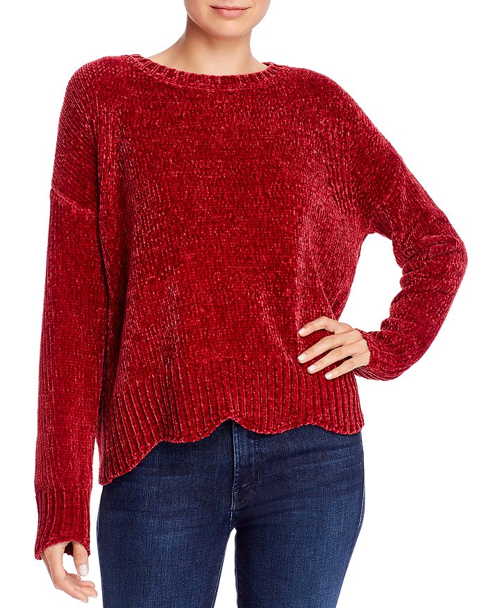 Aqua Scalloped Chenille Sweater - 100% Exclusive In Crimson