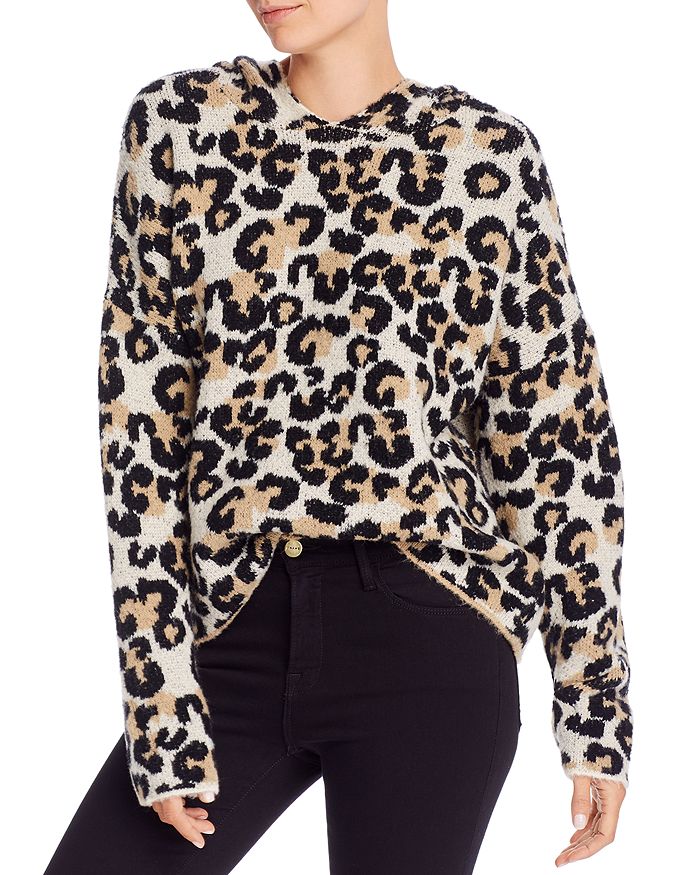 Aqua Hooded Leopard Print Sweater - 100% Exclusive In Natural