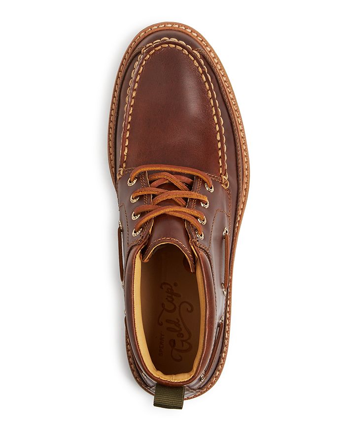 sperry brown and tan gold cup lug duck boots