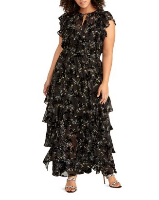 Rachel Roy Women's Maxi Dress Issa Texture Print Black Size 12