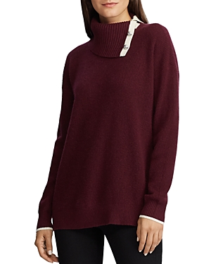 Ralph Lauren Lauren Washable Cashmere Split Turtleneck Sweater - 100% ...