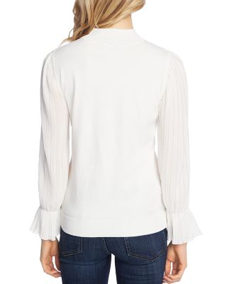 Mixed-Media Mock Neck Sweater