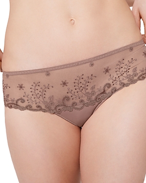 Simone Perele Embroidered Lace Briefs In Chestnut