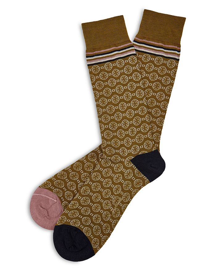 Ted Baker Mxs Norwood Geometric Pantherella Socks In Mustard