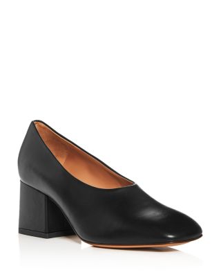 Square-Toe Block-Heel Pumps 