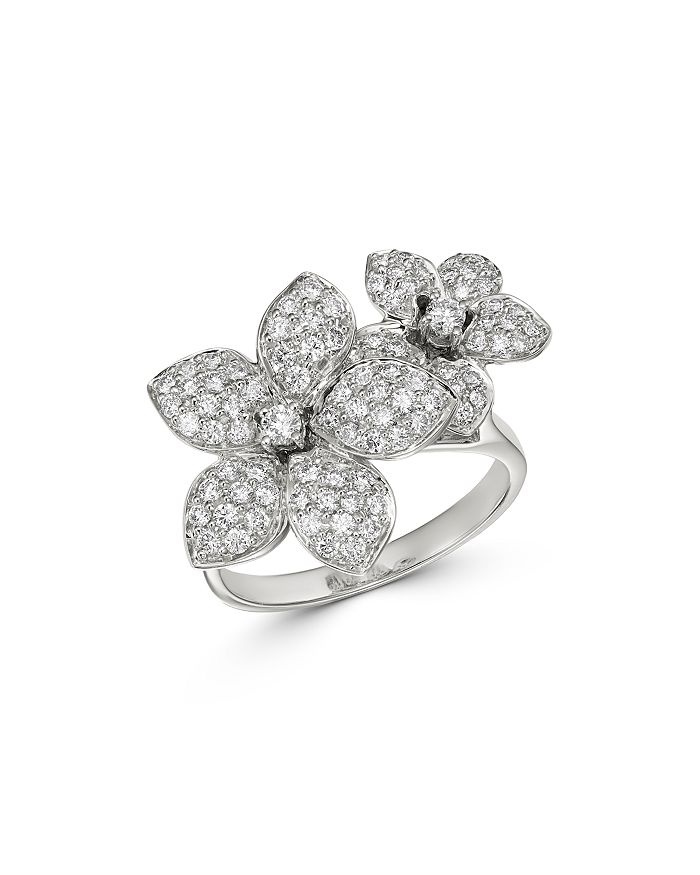 Pavé Diamond Flower Ring in 14K White Gold, 1.0 ct. t.w. - 100% Exclusive