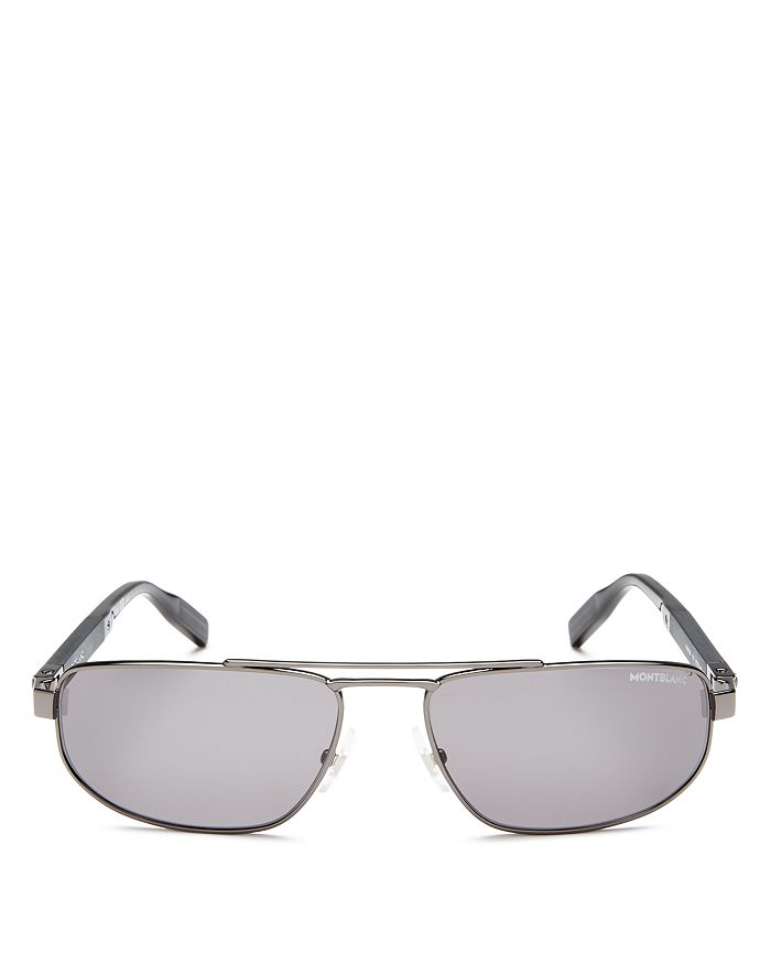 Montblanc Men's Brow Bar Square Sunglasses, 60mm In Shiny Dark Ruthenium/gray