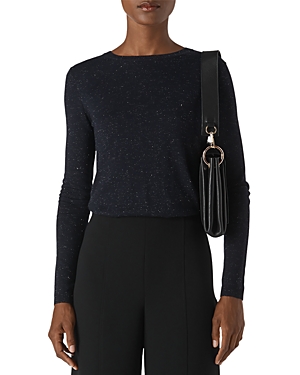 Whistles Annie Sparkle-knit Top In Navy