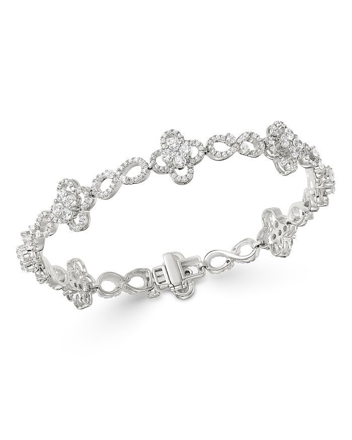 Bloomingdale's Diamond Clover Infinity Bracelet In 14k White Gold, 4.0 Ct. T.w. - 100% Exclusive