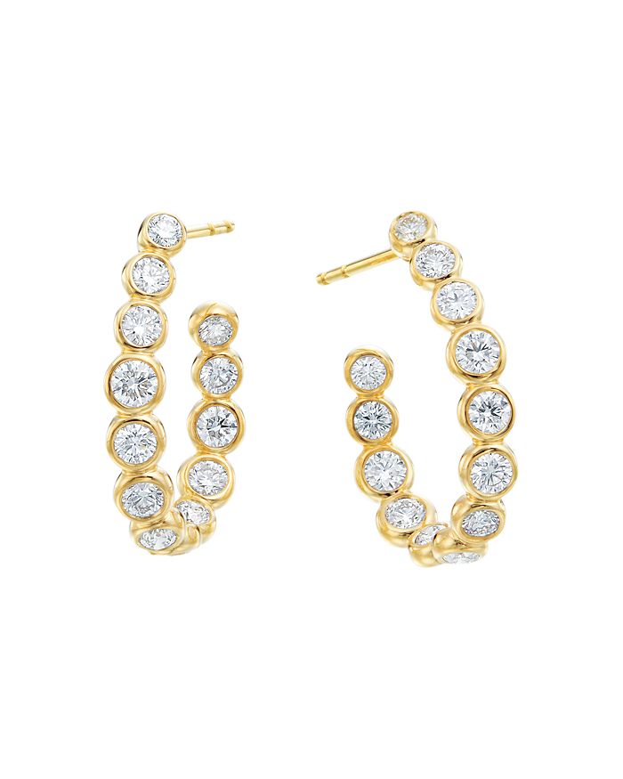 Gumuchian 18k Yellow Gold Moonlight Diamond Hoop Earrings In White/gold