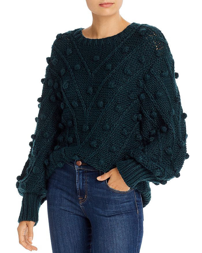 C/meo Collective Trade Places Popcorn-knit Sweater In Forest