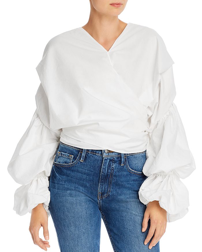 ACLER MELROSS PUFF-SLEEVE WRAP TOP,AL190725T