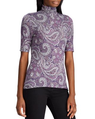 Ralph Lauren Paisley Print Turtleneck Top Bloomingdale s