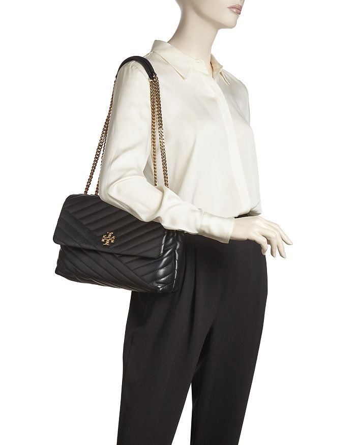 Tory Burch Kira Chevron Convertible Shoulder Bag In Black / Gold | ModeSens