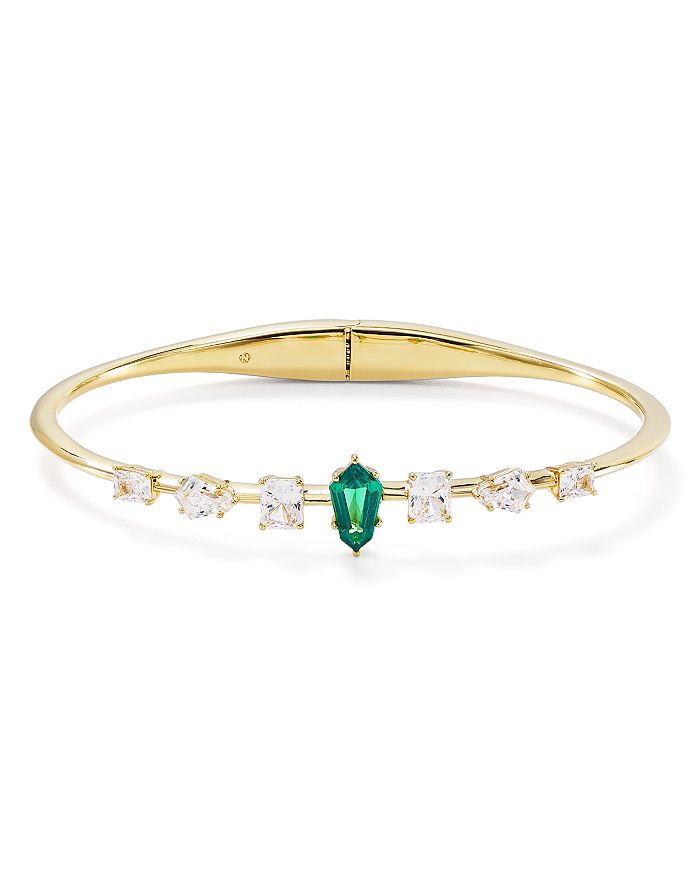 Nadri Eliza Hinged Bracelet In Green/gold