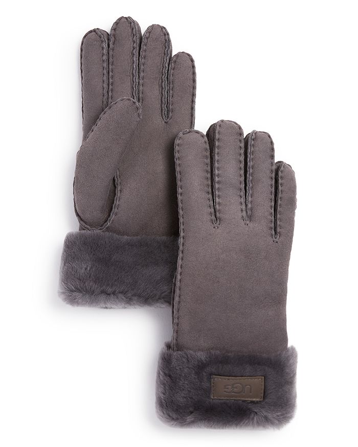Ugg Shearling Gloves In Charcoal