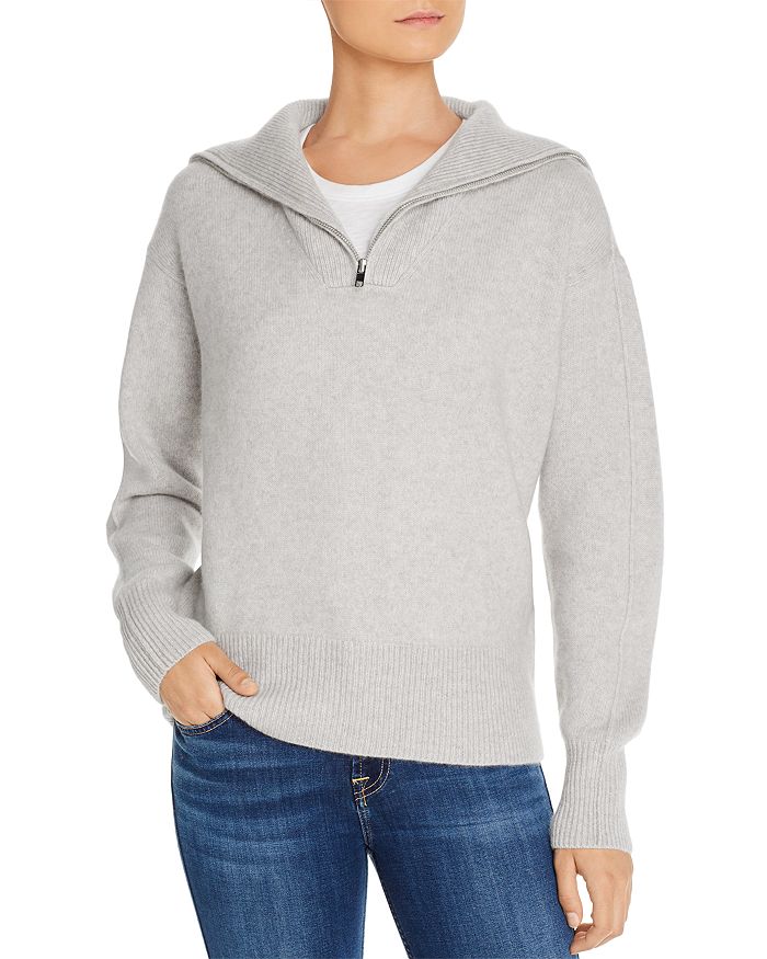 C By Bloomingdale's Half-zip Cashmere Sweater - 100% Exclusive In Light Gray