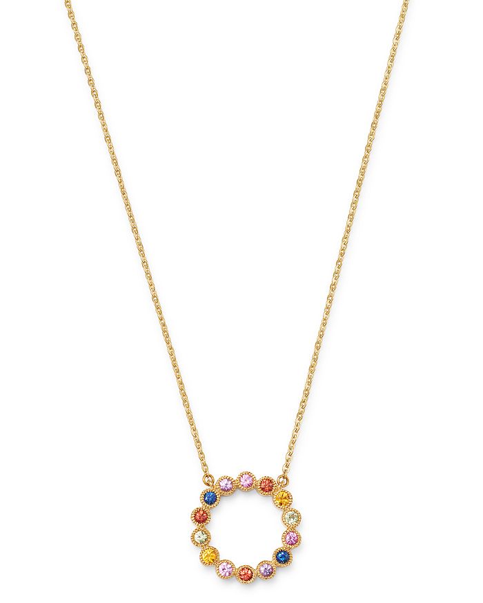 Bloomingdale's Rainbow Sapphire Circle Pendant Necklace in 14K Yellow