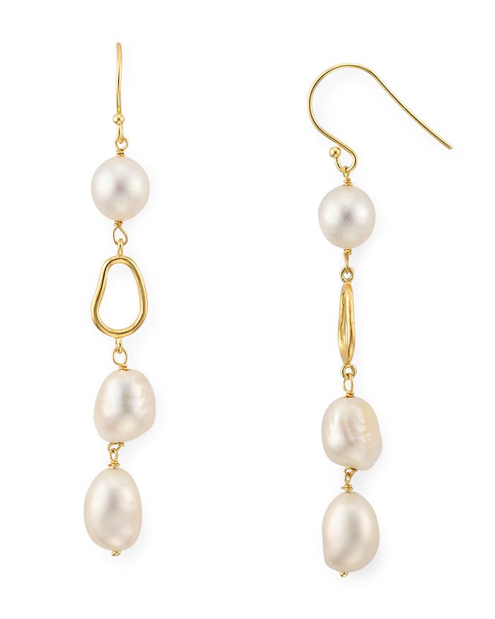 ARGENTO VIVO CULTURED FRESHWATER PEARL LINEAR DROP EARRINGS IN 18K GOLD-PLATED STERLING SILVER,125600GPRL