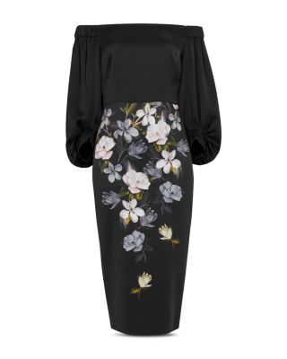 【TED BAKER】オフショル フラワープリントドレス Ted Baker Adalli Opal Off-the-Shoulder Floral Printed Dress