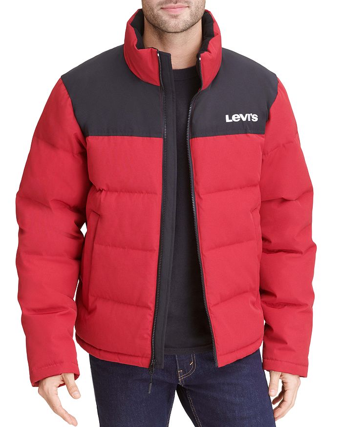 Levi s Logo collar Puffer Jacket In Red black ModeSens Levi s Logo collar Puffer Jacket In Red black ModeSens