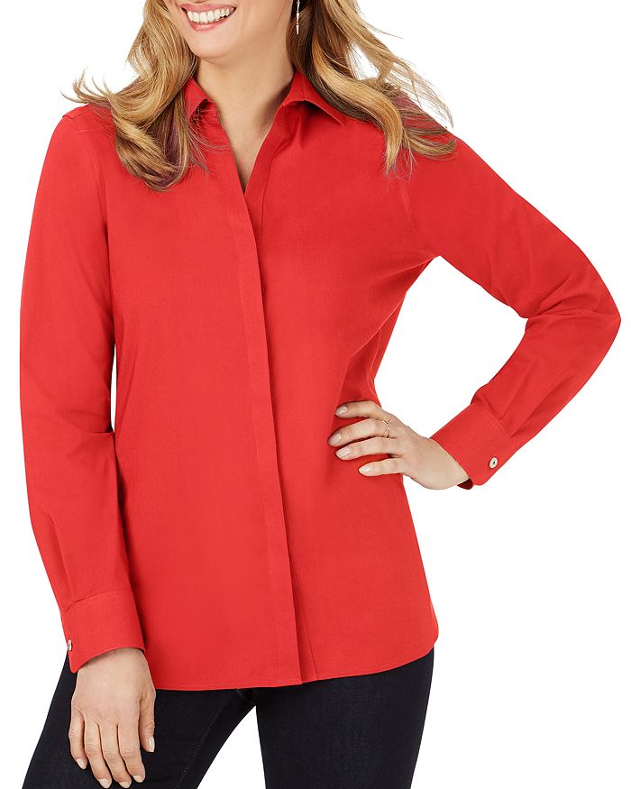 Foxcroft Kylie Cotton Stretch Non-iron Shirt In Simply Red