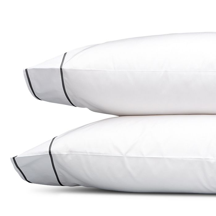 Shop Matouk Ansonia Percale Standard Pillowcase, Pair In Charcoal