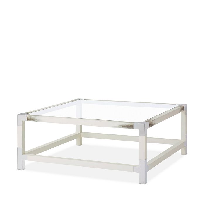 Shop Theodore Alexander Cutting Edge Square Cocktail Table In White Horn
