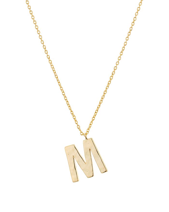 Argento Vivo Hammered Initial Pendant Necklace In 18k Gold-plated Sterling Silver, 18-20 In Gold M
