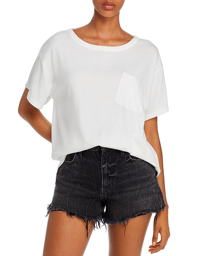 Alexander Wang T Alexanderwang.t Crooked Pocket Vintage Cotton Jersey Tee In White