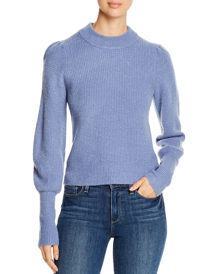 Design History Bishop-sleeve Sweater In Blue Silk