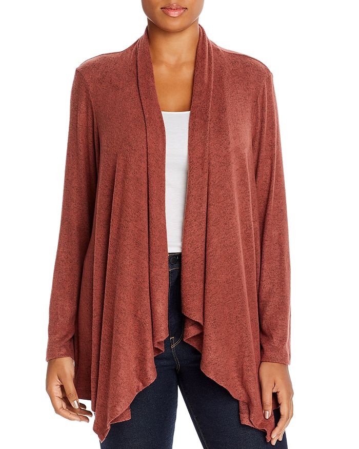 B Collection By Bobeau Curvy Ami Open Waterfall Cardigan In Pinecone