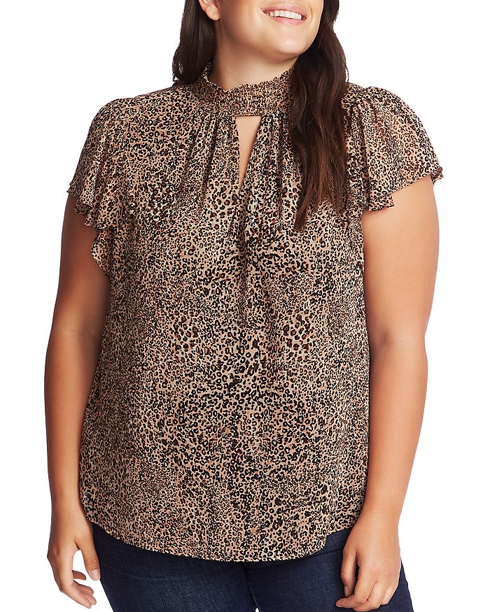1.STATE PLUS LEOPARD MUSE FLUTTER-SLEEVE TOP,8259017