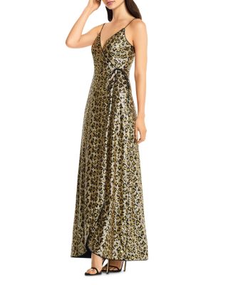 aidan mattox gold sequin dress