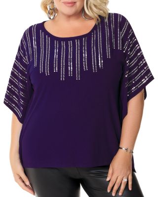 purple sequin top plus size