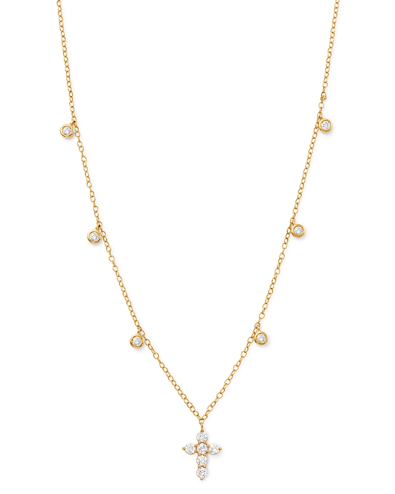Bloomingdale's Diamond Cross Pendant Necklace In 14k Yellow Gold, 0.50 Ct. T. W. - Exclusive In White/gold