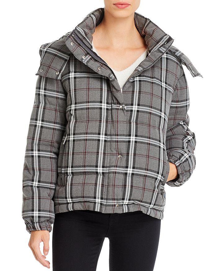 VINCE CAMUTO PLAID CROPPED PUFFER COAT,9159535