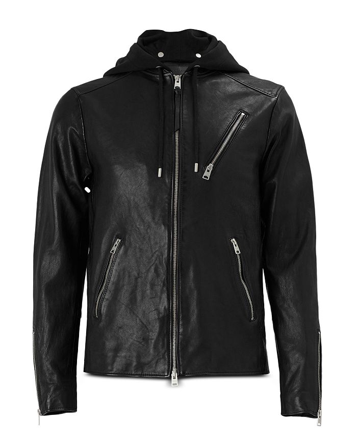 Allsaints Harwood Leather And Jersey Jacket In Black | ModeSens