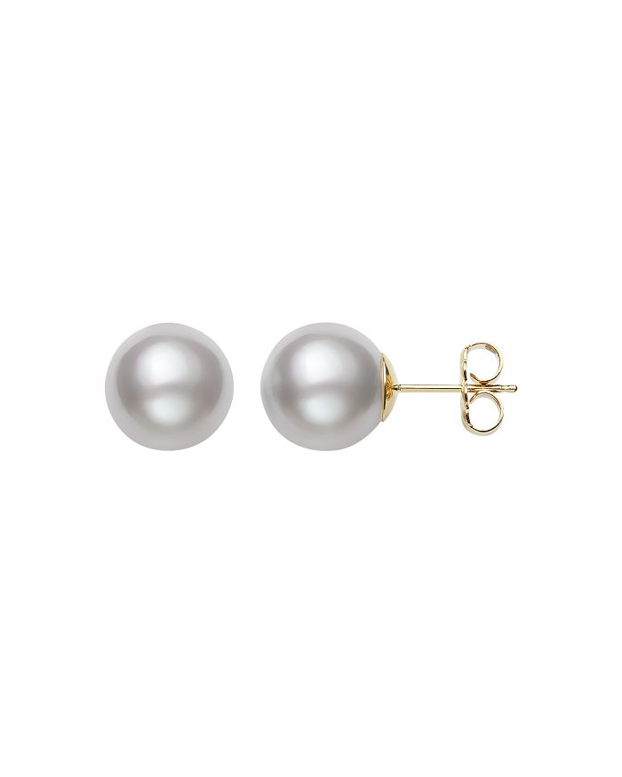 Bloomingdale's White South Sea Cultured Pearl Stud Earrings In 14k Yellow Gold - 100% Exclusive In White/gold