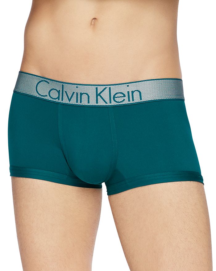 Calvin Klein Customized Stretch Low-rise Trunks In Teal Diamond