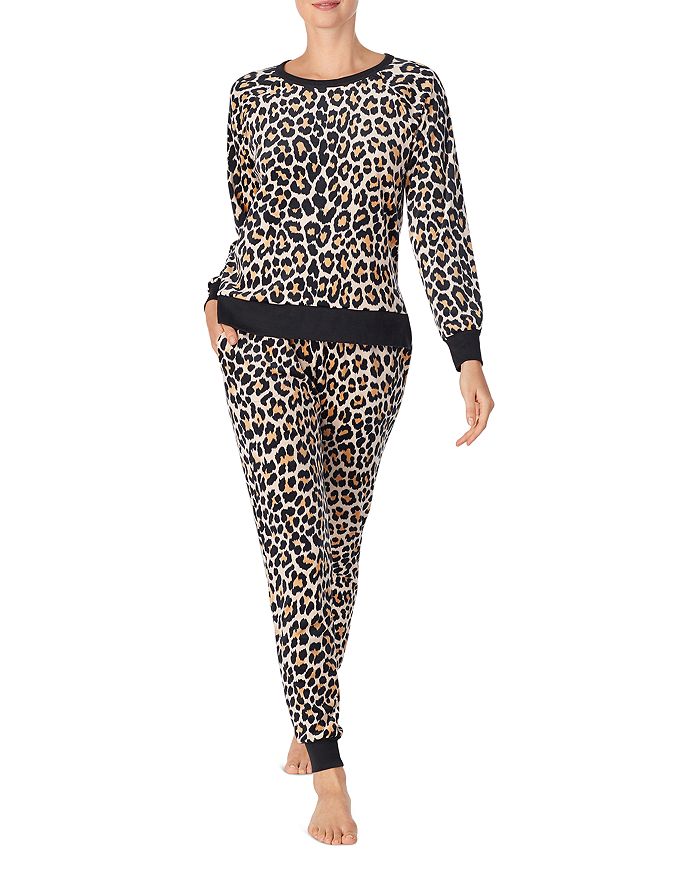 Kate Spade New York Velour Jogger Pajama Set In Brown Animal