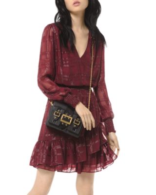 MICHAEL Michael Kors Ruffled Checked Jacquard Mini Dress ...